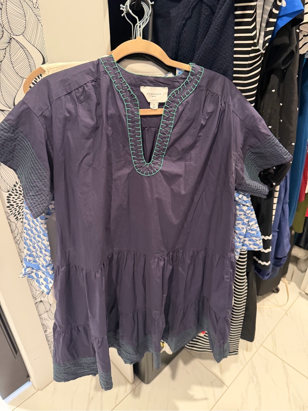 Tuckernuck Indigo Tunic with Teal Stitching